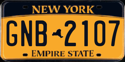 NY license plate GNB2107