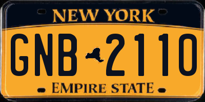 NY license plate GNB2110