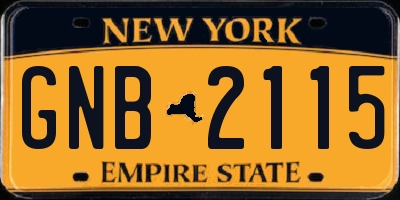 NY license plate GNB2115