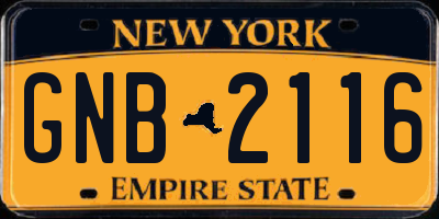 NY license plate GNB2116