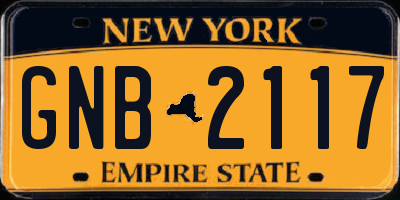 NY license plate GNB2117