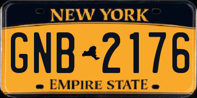 NY license plate GNB2176