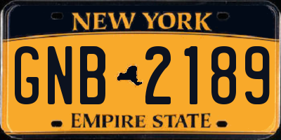 NY license plate GNB2189