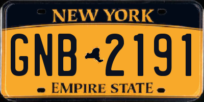 NY license plate GNB2191