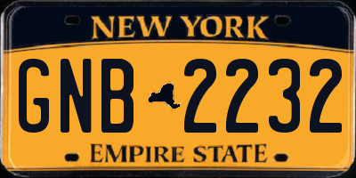 NY license plate GNB2232