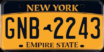 NY license plate GNB2243