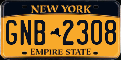 NY license plate GNB2308