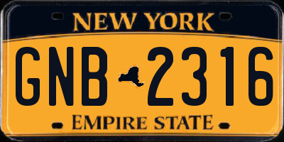 NY license plate GNB2316