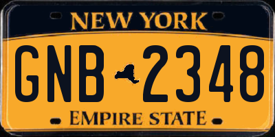 NY license plate GNB2348