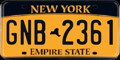 NY license plate GNB2361