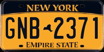 NY license plate GNB2371