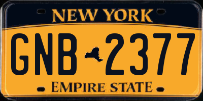 NY license plate GNB2377