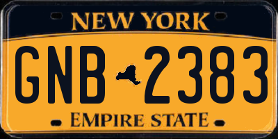 NY license plate GNB2383