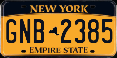 NY license plate GNB2385