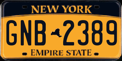 NY license plate GNB2389