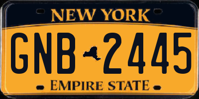 NY license plate GNB2445