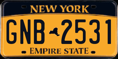 NY license plate GNB2531