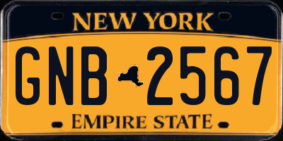NY license plate GNB2567