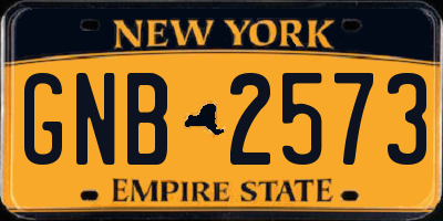 NY license plate GNB2573