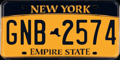 NY license plate GNB2574
