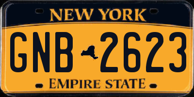 NY license plate GNB2623