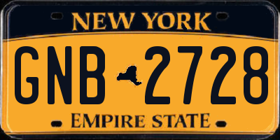 NY license plate GNB2728