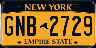 NY license plate GNB2729