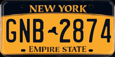 NY license plate GNB2874