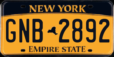 NY license plate GNB2892