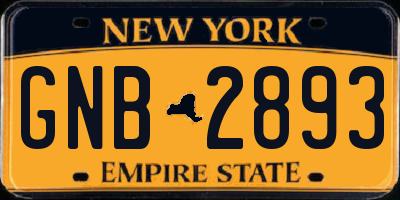 NY license plate GNB2893