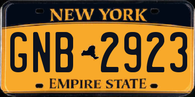 NY license plate GNB2923