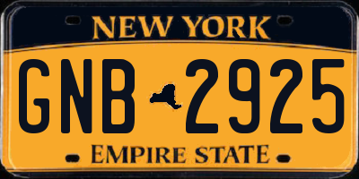 NY license plate GNB2925
