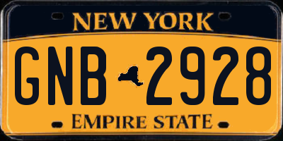 NY license plate GNB2928