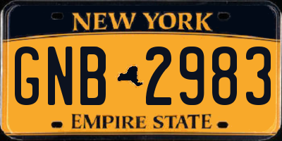 NY license plate GNB2983