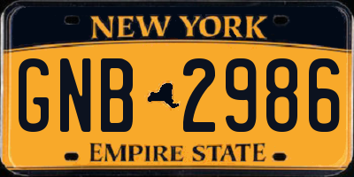 NY license plate GNB2986