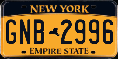 NY license plate GNB2996