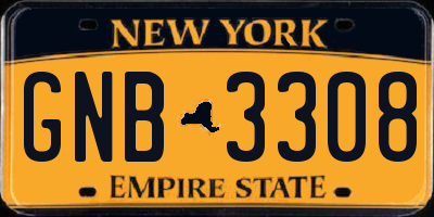 NY license plate GNB3308