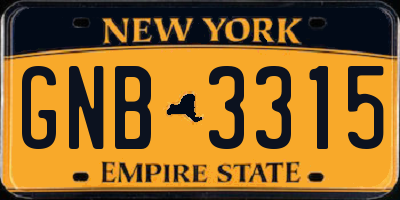NY license plate GNB3315