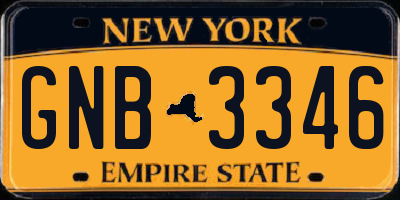 NY license plate GNB3346