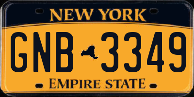 NY license plate GNB3349