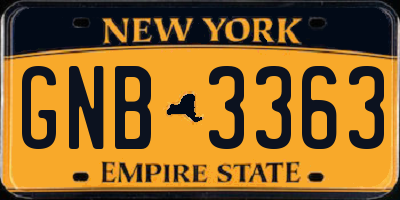 NY license plate GNB3363