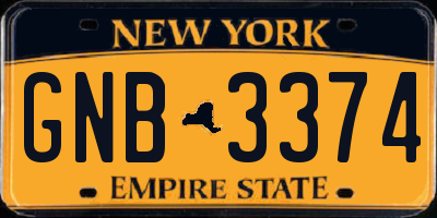 NY license plate GNB3374