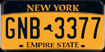 NY license plate GNB3377