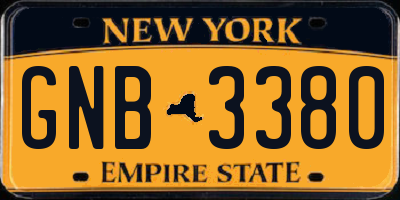 NY license plate GNB3380