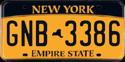 NY license plate GNB3386