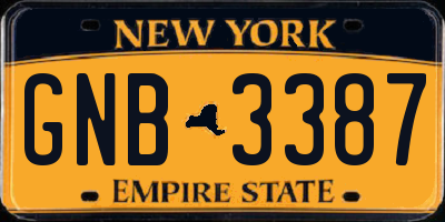 NY license plate GNB3387