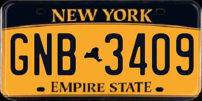 NY license plate GNB3409