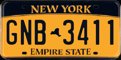 NY license plate GNB3411