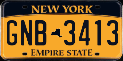 NY license plate GNB3413