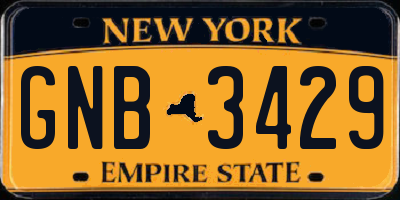 NY license plate GNB3429